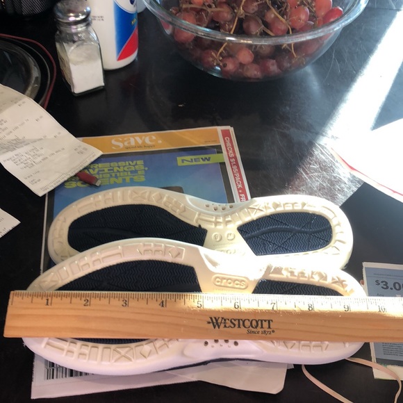 Crocs above deck mule in nautical navy/oyster blue leather used - Picture 9 of 10